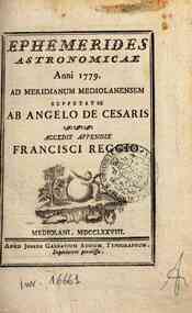 Ephemerides astronomicae. Anni...ad meridianum mediolanensem[...] - 1779 1779 