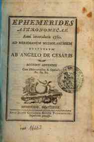Ephemerides astronomicae. Anni...ad meridianum mediolanensem[...] - 1780 1780 