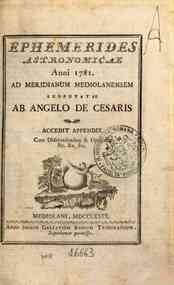 Ephemerides astronomicae. Anni...ad meridianum mediolanensem[...] - 1781 1781 