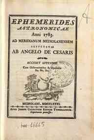 Ephemerides astronomicae. Anni...ad meridianum mediolanensem[...] - 1783 1783 