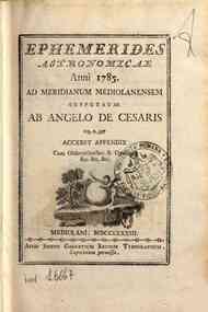 Ephemerides astronomicae. Anni...ad meridianum mediolanensem[...] - 1785 1785 