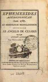 Ephemerides astronomicae. Anni...ad meridianum mediolanensem[...] - 1787 1787 