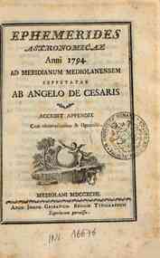Ephemerides astronomicae. Anni...ad meridianum mediolanensem[...] - 1794 1794 