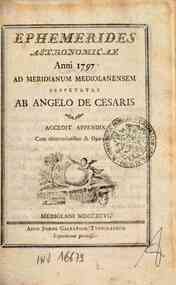 Ephemerides astronomicae. Anni...ad meridianum mediolanensem[...] - 1797 1797 