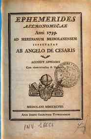 Ephemerides astronomicae. Anni...ad meridianum mediolanensem[...] - 1799 1799 