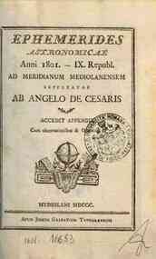 Ephemerides astronomicae. Anni...ad meridianum mediolanensem[...] - 1801 1801 