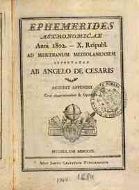 Ephemerides astronomicae. Anni...ad meridianum mediolanensem[...] - 1802 1802 