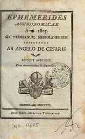 Ephemerides astronomicae. Anni...ad meridianum mediolanensem[...] - 1803 1803 