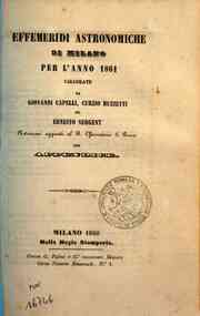 Effemeridi astronomiche di Milano per l'anno .... / calcolate da Francesco Carlini[...] - 1861 1861 