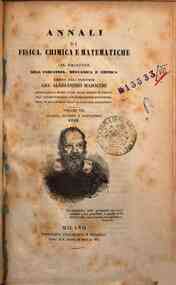 Annali di fisica, chimica e matematiche : col bullettino dell'industria meccanica e chimica / dirett[...] - 1842 7(1842) - anno patrimoniale 2013 