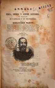 Annali di fisica, chimica e scienze accessorie : coi bollettini di farmacia e di tecnologia / dirett[...] - 1847 25(1847) - anno patrimoniale 2013 