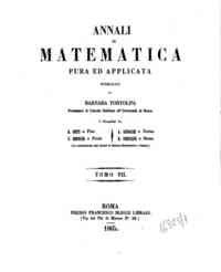 Annali di Matematica Pura ed Applicata / compilati da Barnaba Tortolini, E. Betti, F. Brioschi, A. G[...] - 1865 7(1865) - anno patrimoniale 2013 