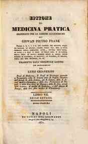 Epitome di medicina pratica destinato per le lezio... - Libro VII.: Delle nevrosi; opera postuma