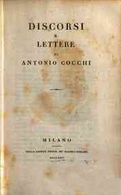 Opere di Antonio Cocchi vol. 1.[-3.] - 1: Discorsi e lettere di Antonio Cocchi