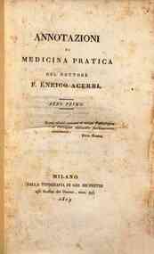 Annotazioni di medicina pratica del dottore F. Enrico Acerbi. Anno primo
