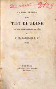 La costituzione dei tifi di Udine nei due ultimi quartali del 1817 di F.M. Marcolini M.F. ec. ec