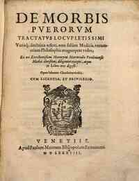 De morbis puerorum tractatus locupletissimi variaque doctrina referti, ... Ex ore excellentissimi Hieronymi Mercurialis ... diligenter excepti, atque in libros tres digesti: opera Iohannis Chrosczieyoioskij