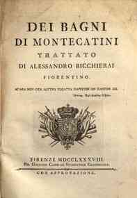 Dei bagni di Montecatini trattato di Alessandro Bicchierai fiorentino