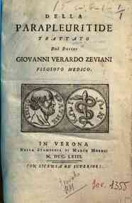 Della parapleuritide trattato del dottor Giovanni Verardo Zeviani filosofo medico