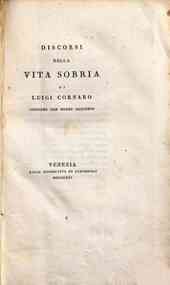 Discorsi della vita sobria di Luigi Cornaro