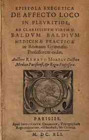 Epistola exegetica de affecto loco in pleuritide, ad clarissimum virum d. Baldum Baldium...auctore Renato Moreau doctore medico Parisiensis & regio professore