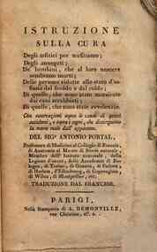 Istruzione sulla cura degli asfitici per mefitismo; degli annegati; de' bambini, che al loro nascere sembrano morti; delle persone ridotte allo stato d'asfissia dal freddo e dal caldo; di quelle, che sono state morsicate dai cani arrabbiati; di quelle, c