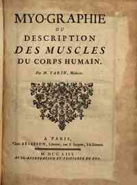 Myo-graphie, ou Description des muscles du corps humain. Par m. Tarin, mèdecin