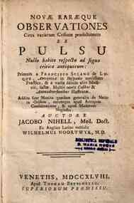 Novæ raræque observationes circa variarum crisium prædictionem ex pulsu nullo habito respectu ad signa critica antiquorum: primum a Francisco Solano de Luque, Antequeræ in Hispania novissime practico, & a variis deinde aliis medicis, factæ. Multis n
