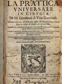 La Prattica vniuersale in cirugia di M. Giouanni di Vico genouese. Di nuouo riformata, & dal latino ridotta alla sua vera lettura; con le figure in disegno de' semplici nel settimo libro. appresso vi e vn bellissimo compendio, che tratta dell'istessa
