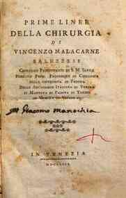 Prime linee della chirurgia di Vincenzo Malacarne saluzzese ..