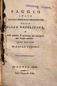 Saggio sulle qualita medicinali delle piante della flora napolitana, e sulla maniera di servirsene per surrogarle alle droghe esotiche del dottor Michele Tenore