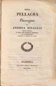 Sulla pellagra osservazioni di Andrea Bisaglia medico condotto in Boara ..