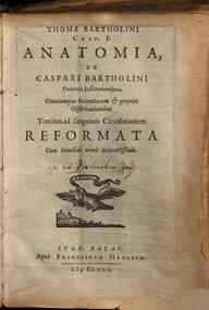 Thomae Bartholini Casp. f. Anatomia, ex Caspari Bartholini parentis institutionibus, omniumque recentiorum & propriis obseruationibus tertium ad sanguinis circulationem reformata cum iconibus nouis accuratissimis