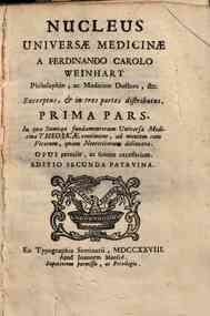 Nucleus universae medicinae a Ferdinando Carolo We... - 2