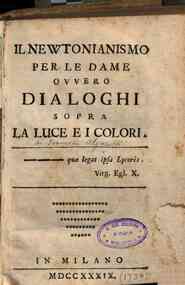Il newtonianismo per le dame ovvero Dialoghi sopra la luce e i colori / [Francesco Algarotti]