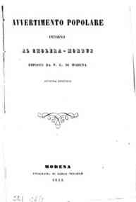 *Avvertimento popolare intorno al choléra-morbus / esposto da P. G. da Modena