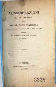 Considerazioni di un anonimo sulla preparazione anatomica della testa di vitella a tre occhi esistente nel gabinetto di storia naturale di Modena