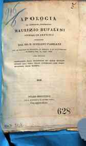 *Apologia al chiariss. professore Maurizio Bufalini contro un articolo pubblicato dal sig. d. Severino Fabriani tra le memorie di religione, di morale, e di letteratura in Modena tom. 11., fasc. 31. col titolo Osservazioni sulla proposizione del signor B
