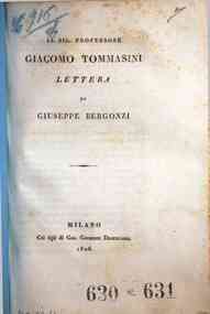 *Al sig. professore Giacomo Tommasini lettera di Giuseppe Bergonzi
