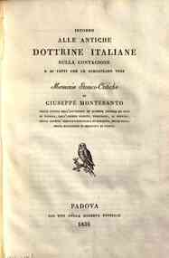 *Intorno alle antiche dottrine italiane sulla contagione e ai fatti che le dimostrano vere / memorie storico-critiche di Giuseppe  Montesanto