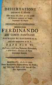 *Dissertazione intorno a' danni che recano alla salute gli aliti putridi de' cadaveri sotterrati ne' luoghi frequentati dal popolo ... / [Pierfrancesco Serra!