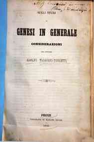 Sugli studj di genesi in generale : considerazioni del dottore Adolfo Targioni-Tozzetti