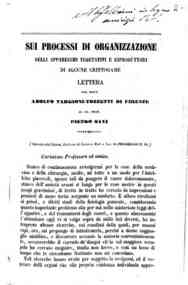 *Sui processi di organizzazione delli apparecchi vegetativi e riproduttori delle crittogame : lettera / del dott. Adolfo Targioni-Tozzetti di Firenze al ch. prof. Pietro Savi