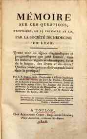 Memoire sur ces questions, proposees, le 14 frimaire an 14., par la Societe de medecine de Lyon ... Par J.F. Hernandez ..