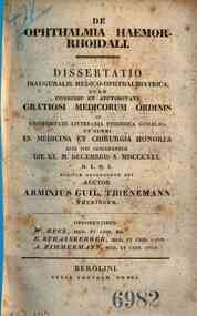 *De ophthalmia haemorrhoidali dissertatio inauguralis ... Arminius Guil.l Thienemann