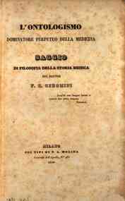 L'ontologismo dominatore perpetuo della medicina : saggio di filosofia della storia medica / del dottor F. G. Geromini