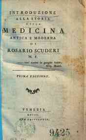 *Introduzione alla storia della medicina antica e moderna di Rosario Scuderi M.F