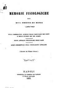 *Memorie fisiologiche : *studi sperimentali sulla circolazione capillare / del dott. Errico De Renzi