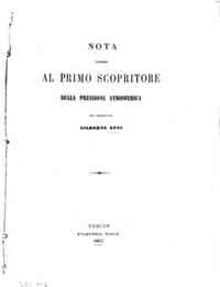 *Nota intorno al primo scopritore della pressione atmosferica / di Gilberto Govi