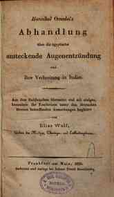 *Hannibal Omodei's Abhandlung uber die agyptische Augenentzündung und ihre Verbreitung in Italien ... von Elias Wolf
